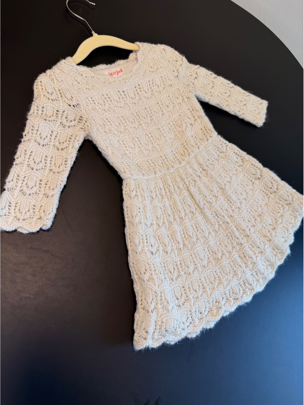 Cat & Jack Ivory Shimmer Knit Dress for Toddler Girls Size 2T